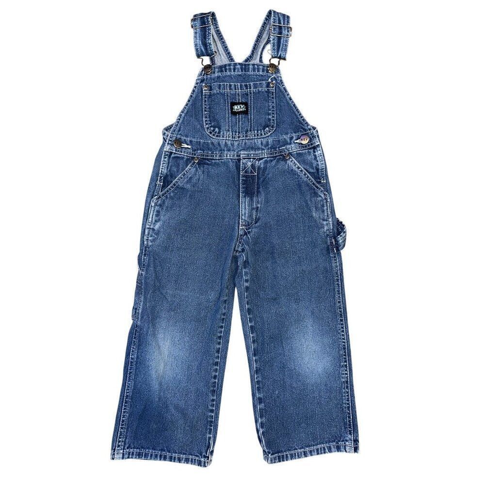 Key Youth Overalls Bibs Carpenter Bottoms Blue Jean Denim‎ Coveralls BoysSize 4
